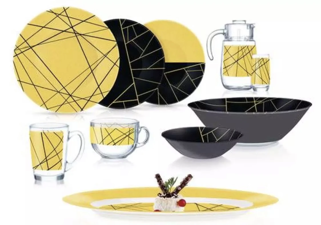 Luminarc 46pcs Delnice Gold Dinner Set – Original Made in Europe price in Pakistan