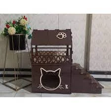 Wooden cat house-walnut solid model-Cat house price in Pakistan