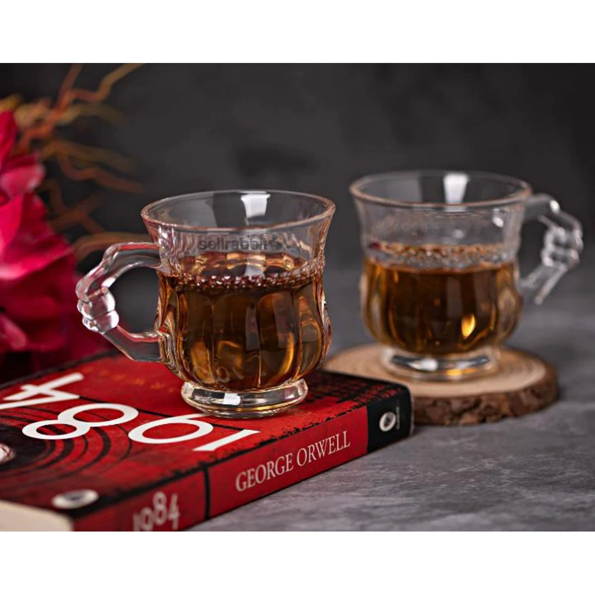 6 Pcs Tea Set Glass Cup Unique Design price in Pakistan