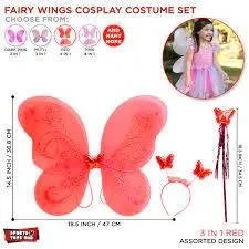 Butterfly Fairy Wing 3 in 1 Cosplay Costume For Little Girls, Butterfly Wings Costume For Girl Child, Fairy Butterflies Wings with Magic Wand & Head Band For Costume Party, Birthday Celebrations & Theme Parties, Dress Up, Pretend, Angel Wings price in Pakistan