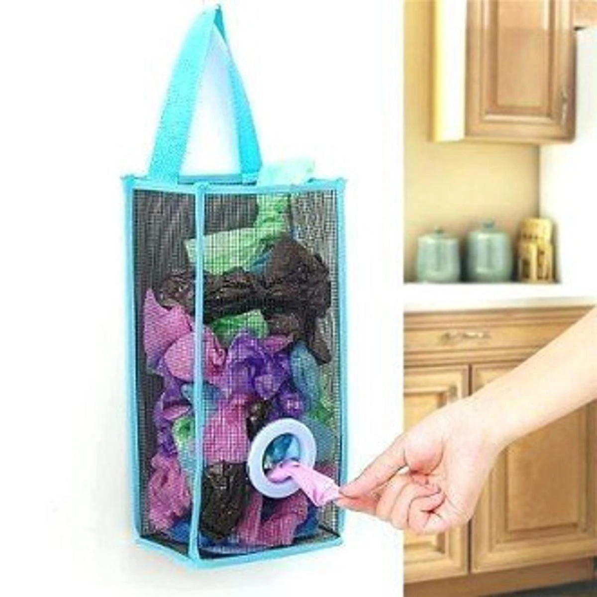 Plastic Shopping Bag Storage Basket Kitchen Accessories Reusable Grocery Potatoes Garbage Bag Holder price in Pakistan