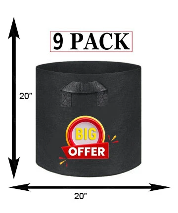 Pack Of 9 Grow Bag I 18 Gallon Fabric grow bag 20 X 20 I High Quality Grow Bag (TFZ) price in Pakistan