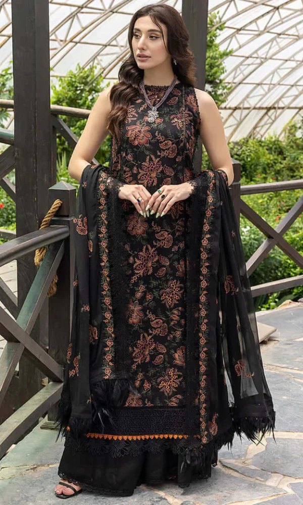 Bareeze – 3PC Heavy Embroidered Linen SHirt Full Embroidered Chiffon Dupatta price in Pakistan