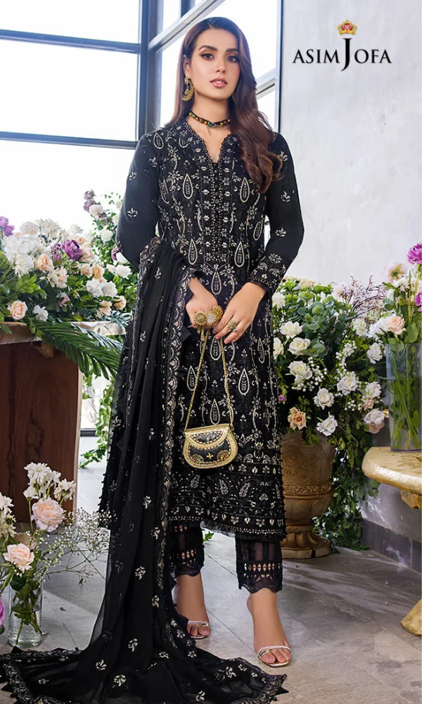 Asim Jofa- 3PC Embroidered Shirt with (D) price in Pakistan