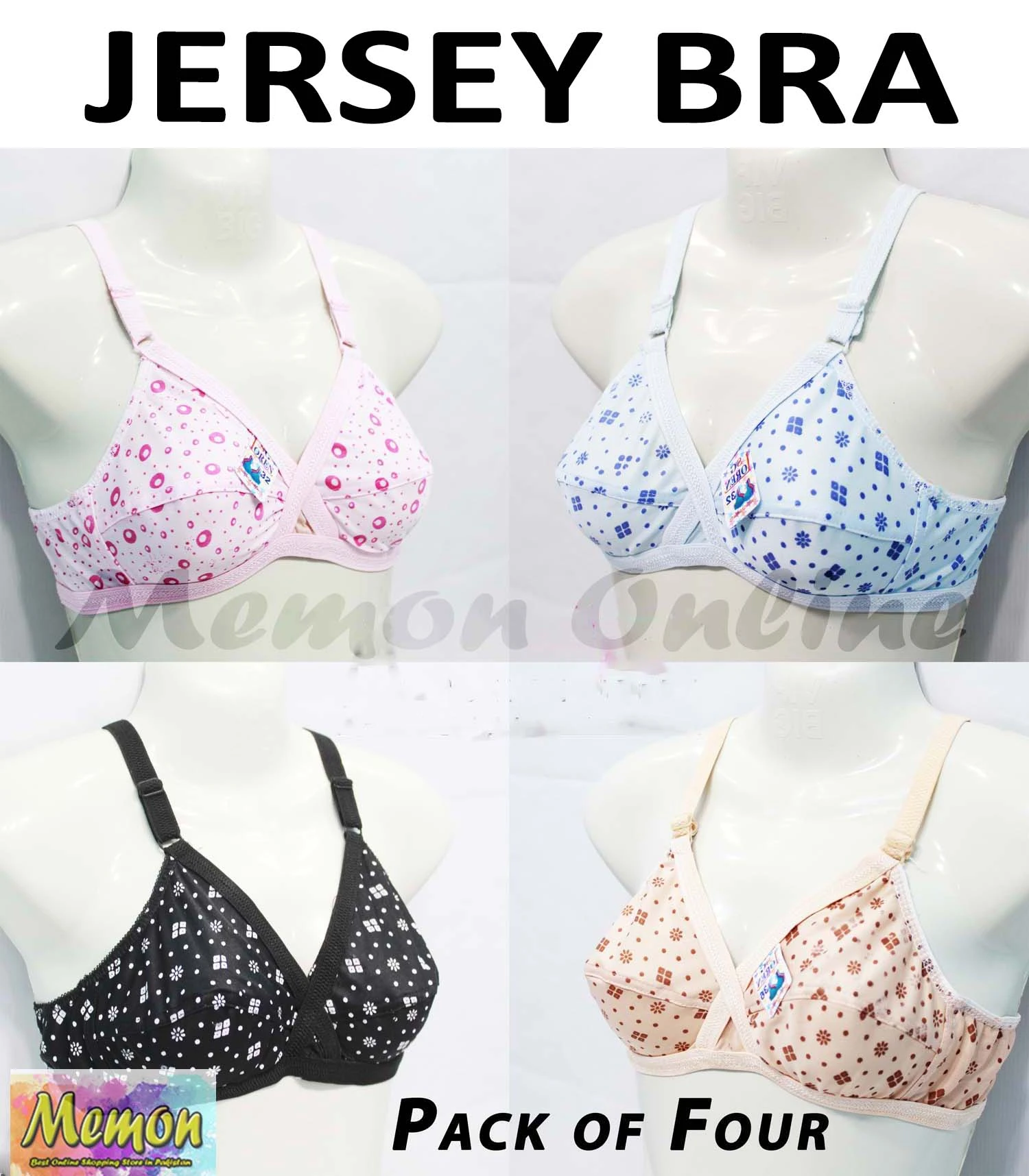 Memon Online Pack of 4 Bra For Women/Girls price in Pakistan