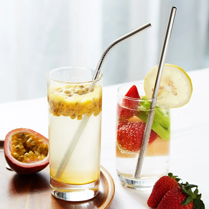 Pack Of 3 Stainless Steel Straws – 1 Straight, 1 Elbow, 1 Cleaning Brush – Metal Drinking price in Pakistan